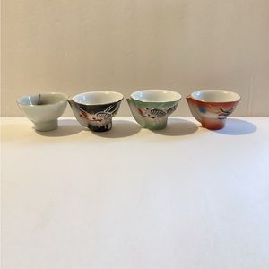 4 vintage Whistling Sake cups